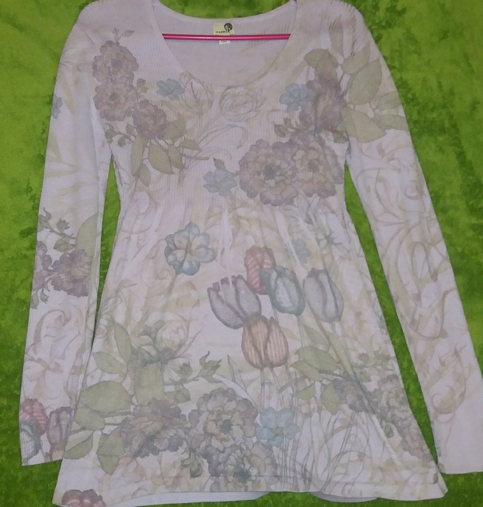 Lavender Floral print Long Sleeve One World Tunic